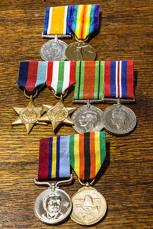 Medals from three generations of Rhodesians in the Bennett family