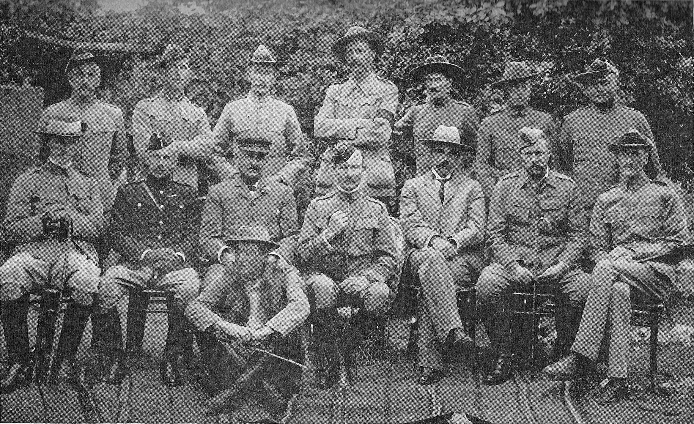 Colonel Robert Baden Powell with his staff at Mafeking during the Anglo Boer War