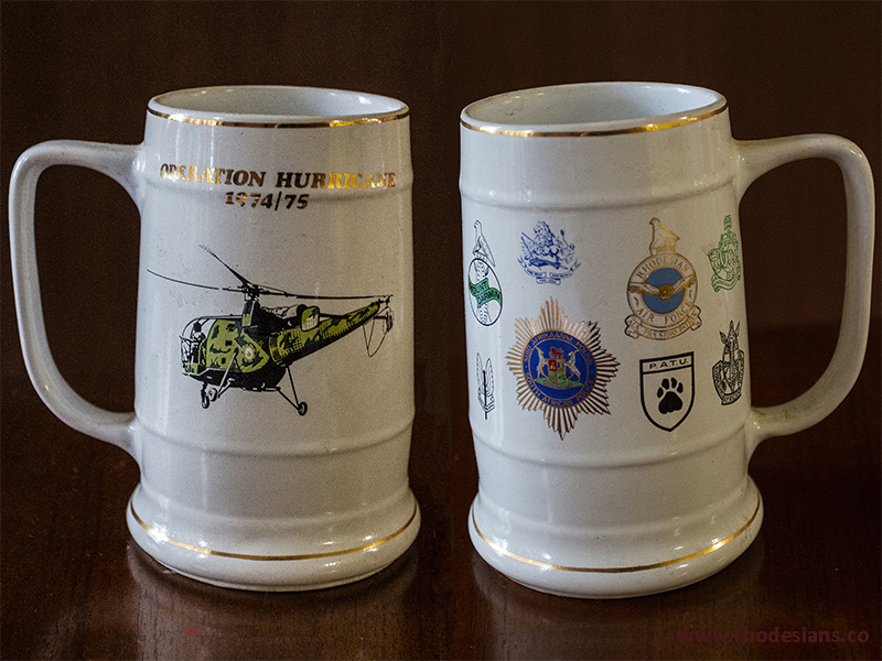 Operation Hurricane 1974-5 beer mug owned by Steve Bennett from JOC Bindura