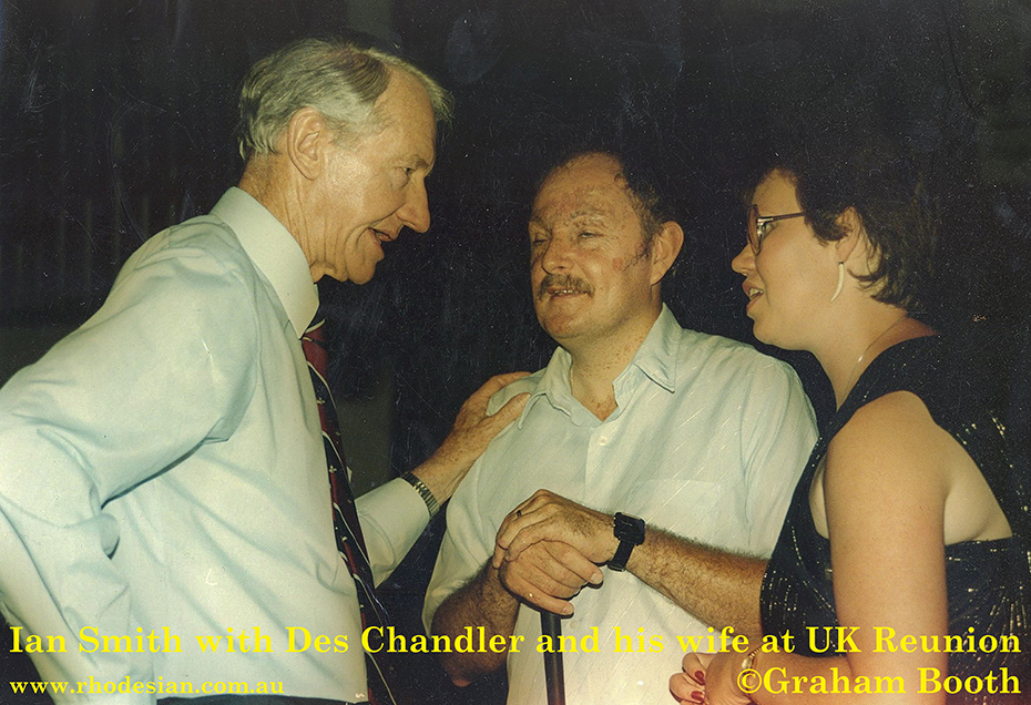 Photo of reunion with Ian Smith former prime Minister of Rhodesia with Des Chandler and his wife at Devizes in UK
